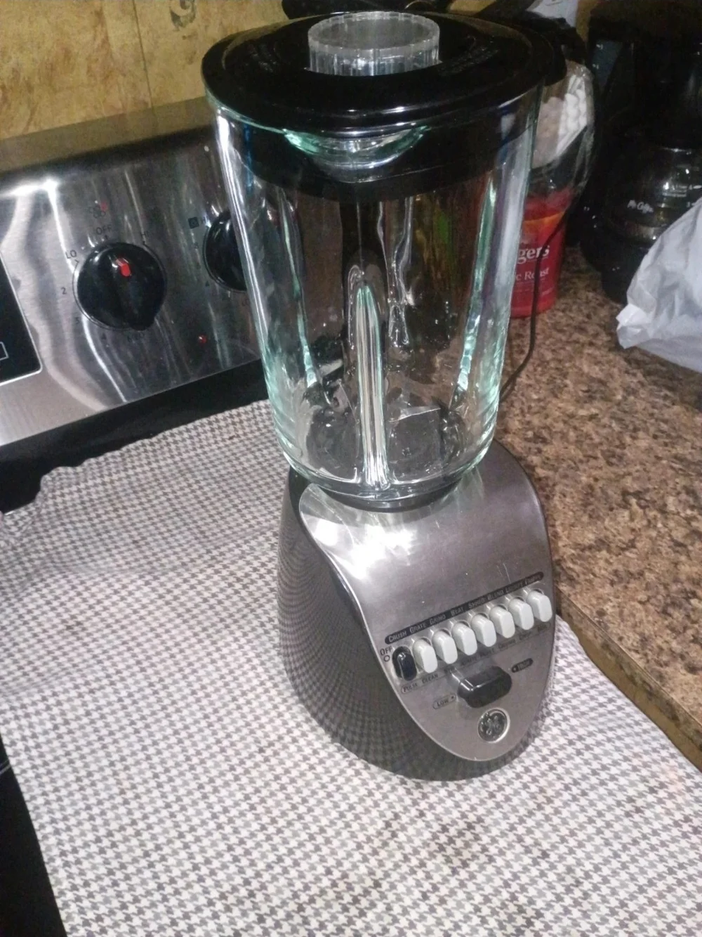 Stainless Steel and Black Countertop Blender - Glass Pitcher
